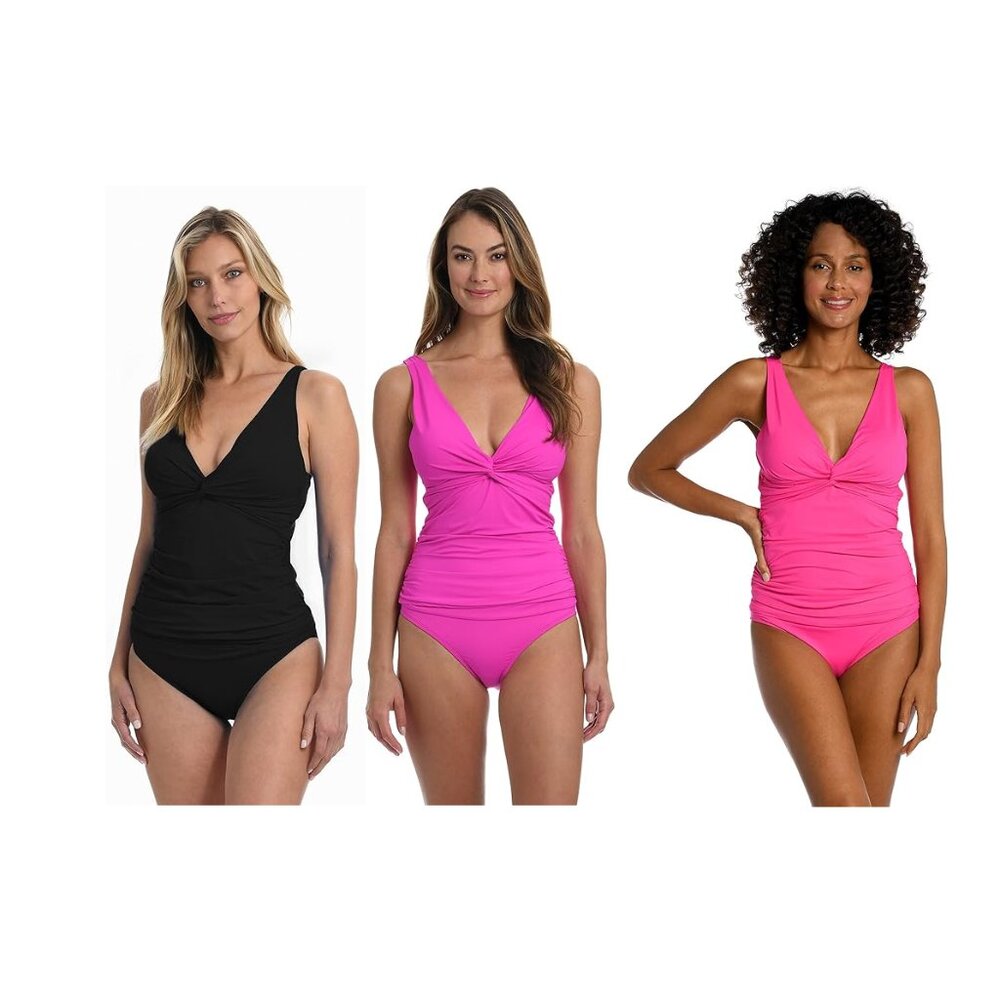 NWT La Blanca Women Twist Front Tankini Swimsuit Top Sizes 4-16 $100 LLL138